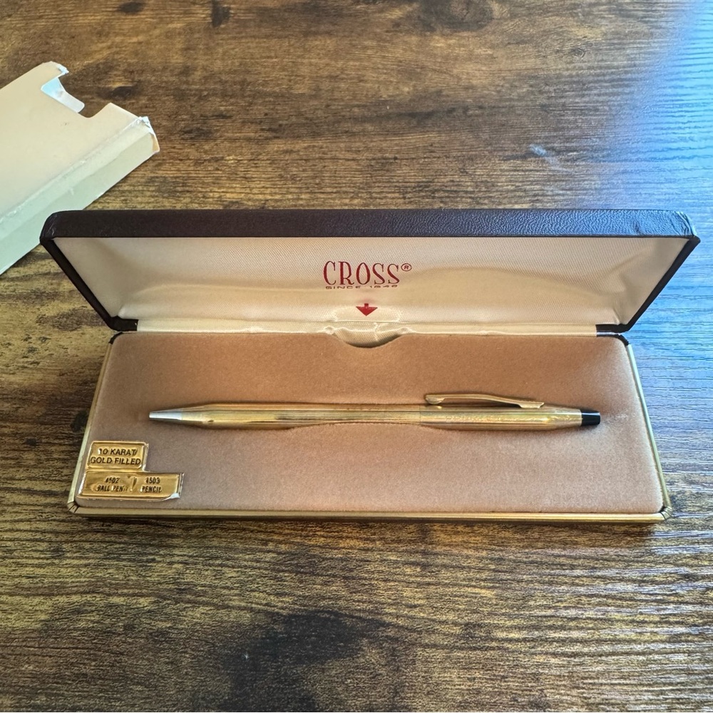 Vintage Cross 10K Gold Filled Ball Pen 4502 Engraved “Brian ‘90” Boxed‎